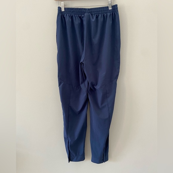 New Balance Navy Blue Taper Fit Drawstring Waist Activewear Back Split Hem Pants - Picture 2 of 5